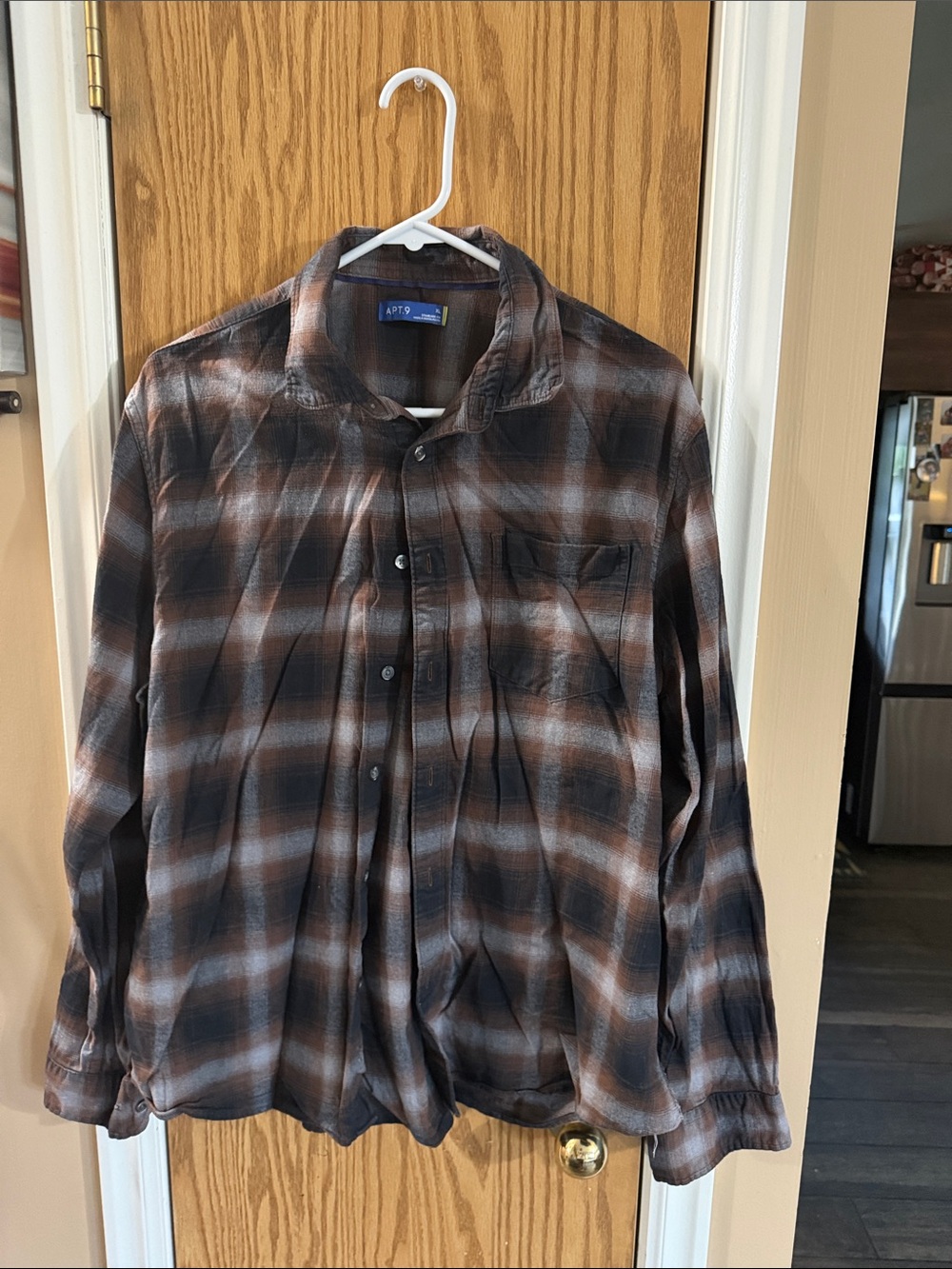 Apt. 9 Brown and Black Plaid Button-Down Shirt